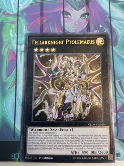 Yugioh 1x Tellarknight Ptolemaeus CROS-EN050 Ultimate Rare 1st Very Light Play - Image 1