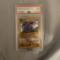 Psa 9 Pokemon 2000 Japanese Neo 3 Revelation #142 Aerodactyl Holo Rare Swirl - Image 1