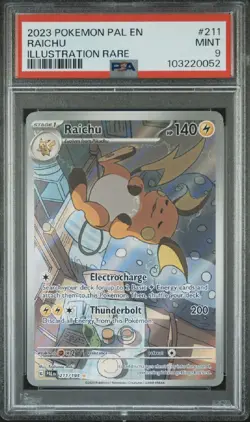 2023 POKEMON PAL EN-PALDEA EVOLVED ILLUSTRATION RARE #211 RAICHU PSA 9 - Image 1