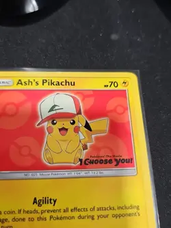 LP Pokemon Ash's Pikachu - SM109 - SM Black Star Promo Lightly Played Sun and Mo - Image 3