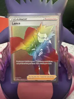 Pokemon TCG Lance 206/195 Rainbow Secret Rare Silver Tempest NM - Image 1