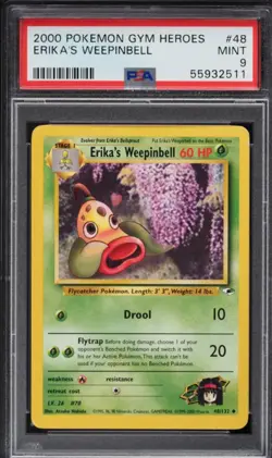 2000 Pokemon Gym Heroes Erika's Weepinbell #48 PSA 9 MINT - Image 1