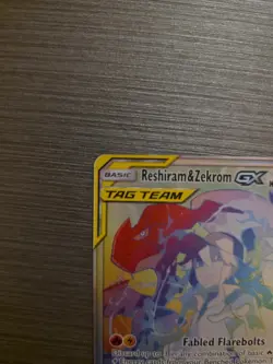 Reshiram & Zekrom GX Rainbow Rare Card 259/236 Cosmic Eclipse NM - Image 2