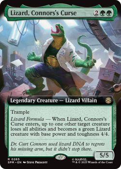 Lizard, Connors's Curse 0265 ~ **Foil, Extended Art** Rare MTG Marvel Spider-Man - Image 1