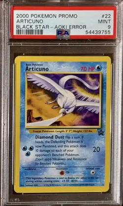 Pokemon 2000 Promo Black Star Toshinao Aoki Error #22 Articuno PSA 9 - Image 1