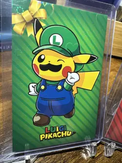 Pokemon Merry Christmas Luigi And Mario Pikachu Holo - Image 3