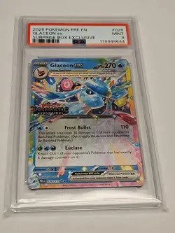 2025 POKEMON PRE EN-PRISMATIC EVOLUTIONS SURPRISE BOX EXCLUSIVE GLACEON EX PSA 9 - Image 1