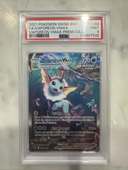Pokemon Vaporeon VMAX TCG Sword & Shield SWSH182 Holo PSA 9 Promo Card - Image 1