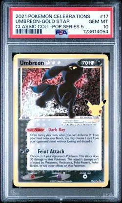 Pokemon Umbreon Gold Star Celebrations Classic Collection PSA 10 Gem Mint 17/17 - Image 1