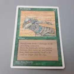 MTG Magic Gathering Playing Instant Sandstorm Card Deckmaster 4th 1995 - Image 1