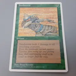 MTG Magic Gathering Playing Instant Sandstorm Card Deckmaster 4th 1995 - Image 4