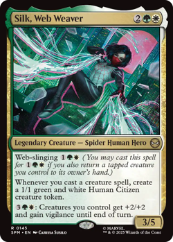 Silk, Web Weaver 0145 ~ **Foil** Rare MTG Marvel Spider-Man - Image 1
