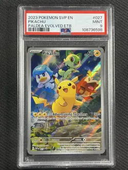Pokemon Cards PSA 9 MINT Pikachu Paldea Evolved ETB Promo S&V 2023 #027 - Image 1