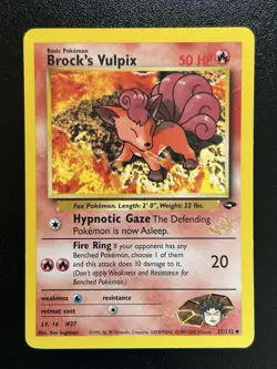 BROCK'S VULPIX W Stamp Pokemon Card - WOTC Promo - Gym Challenge - 37/132 LP (E) - Image 1