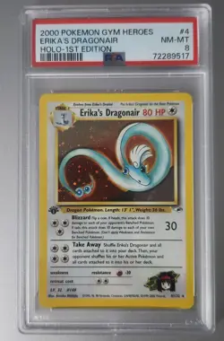 ERIKA'S DRAGONAIR 4/132 1st Edition Gym Heroes Holo Rare 2000 Pokemon Card PSA 8 - Image 1