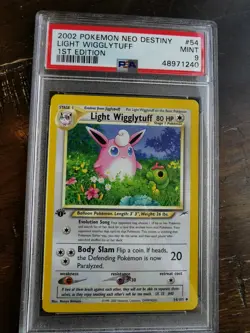 1st Edition Light Wigglytuff Pokemon Card 54/105 Neo Destiny Set PSA 9 MINT - Image 1
