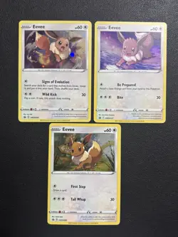 (3) Eevee Cosmos Holo Pokemon Cards. SWSH042, SWSH127, SWSH095. Promo - Image 1