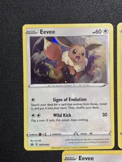 (3) Eevee Cosmos Holo Pokemon Cards. SWSH042, SWSH127, SWSH095. Promo - Image 2