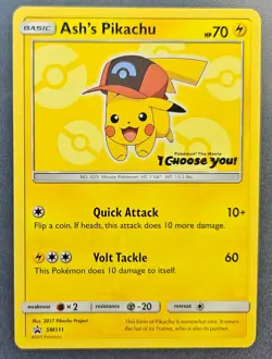 Ash's Pikachu SM111 Black Star Promo 2017 Pokemon Card TCG - Image 1