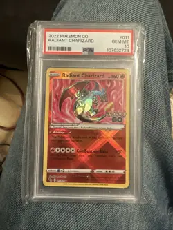 2022 Pokemon Go Radiant Charizard Holo Rare PSA 10 Gem Mint #011 - Image 3