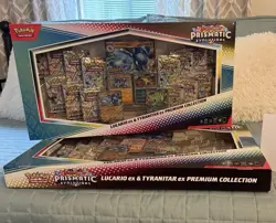 Pokemon S&V Prismatic Evolutions Lucario Ex & Tyranitar Ex Premium Collections - Image 1