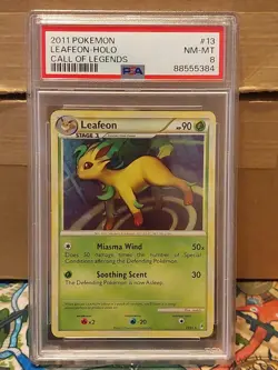 Pokemon PSA 8 Leafeon FULL HOLO BLEED 13/95 Call of Legends Rare 2011 Foil NM-MT - Image 5