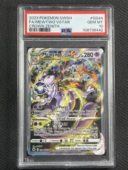 Pokemon Cards PSA 10 Gem MT Mewtwo Vstar Crown Zenith Full Art 2023 GG44/GG70 - Image 1