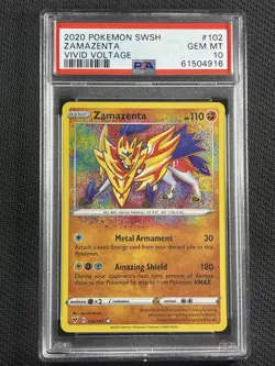 Pokemon Cards PSA 10 GEM MT Zamazenta Vivid Voltage Swsh Amazing Rare 102/185 - Image 1