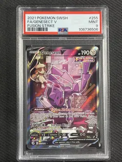 Pokemon Cards PSA 9 MINT Genesect V Fusion Strike Full Art Swsh 2021 255/264 - Image 1