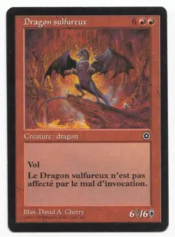 Brimstone dragon Mtg MISPRINT. French. Red shading around (6) in casting cost - Image 1