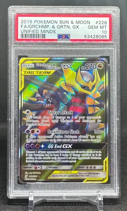 2019 POKEMON SUN & MOON UNIFIED MINDS FULL ART/GARCHOMP & GIRATINA GX PSA 10 - Image 1