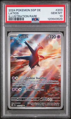 LATIOS POKEMON ILLUSTRATION RARE SURGING SPARKS 203/191 2024 DEUTSCH PSA 10 - Image 1