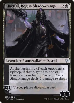 Davriel, Rogue Shadowmage 83 WAR MTG Black Planeswalker Discard Uncommon Daarken - Image 1