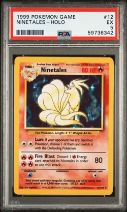 1999 POKEMON GAME #12 NINETALES-HOLO PSA 5 - Image 1