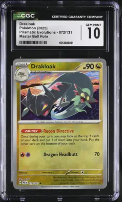 Pokemon Drakloak Master Ball Holo 072/131 | CGC 10 2025 Prismatic Evolutions - Image 1