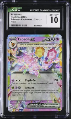 2025 Pokemon TCG Espeon ex 034/131 Sv: Prismatic Evolutions Holo CGC GEM MINT 10 - Image 1