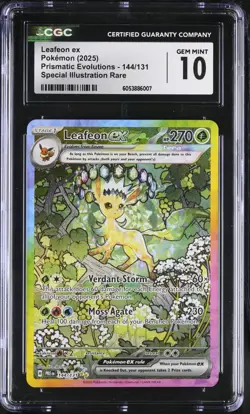 PSA CGC 10 GEM MINT Leafeon ex 144/131 Prismatic Evolutions SIR Pokemon - Image 1