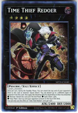 Time Thief Redoer MP20-EN040 Yugioh TCG Prismatic Secret Rare LP - Image 1