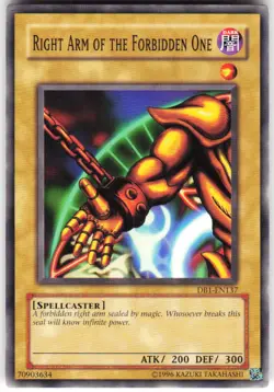 Right Arm of the Forbidden One DB1-EN137 Yugioh TCG Common VLP - Image 1