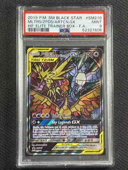 Pokemon Cards PSA 9 MINT Moltres Zapdos Articuno GX Hidden Fates ETB Promo SM210 - Image 1