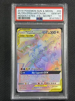 Pokemon Cards PSA 10 GEM MT Moltres Zapdos Articuno GX Hidden Fates Secret 69/68 - Image 1