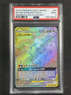 Pokemon Cards PSA 9 MINT Moltres Zapdos Articuno Gx Hidden Fates S&M 69/68 - Image 1