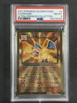 Pokemon Cards PSA 8 NM-MT Charizard Metal UPC Celebrations 2021 4/102 - Image 1