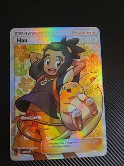 Hau - 144/145 - Pokemon Guardians Rising Sun & Moon Full Art Ultra Rare Card NM - Image 1