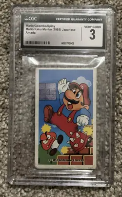 MARIO / Goomba /Spiny SUPER MARIO BROS Card Menko 1985 Nintendo TCG Japan CGC 3 - Image 1