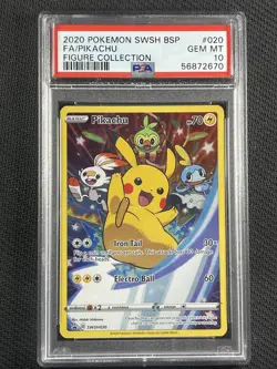 Pokemon Cards PSA 10 GEM MT Pikachu Figure Collection Full Art BSP 2020 #020 - Image 1