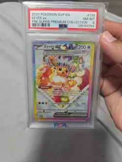 Pokemon Prismatic Evolutions Super-Premium Collection #174 Eevee EX PSA 8 - Image 1
