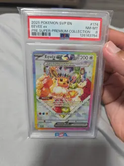 Pokemon Prismatic Evolutions Super-Premium Collection #174 Eevee EX PSA 8 - Image 3