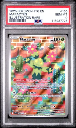 2025 POKEMON JTG EN-JOURNEY TOGETHER ILLUSTRATION RARE #160 MARACTUS PSA 10 - Image 1