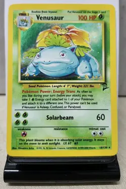 Pokemon - 18/130 Venusaur Near Mint Holo Base Set 2 Heavily Played HP Swirl - Image 1